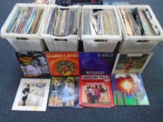 Four crates containing vinyl records including Michael Jackson, compilations, Blondie, The KLF,