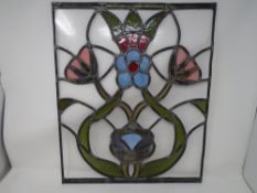 A stained leaded glass panel.