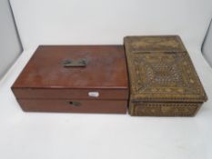 A Victorian mahogany box together with a 19th century pokerwork box.