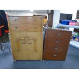 A 20th century oak linen chest together with a further four drawer chest (a/f)