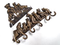 Two cast iron key racks, cats and dogs.