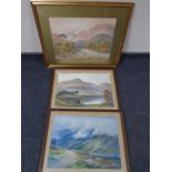 Three watercolour landscapes by Baker
