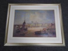 A print after John Wilson Carmichael : The Mayor's Barge, in frame and mount.