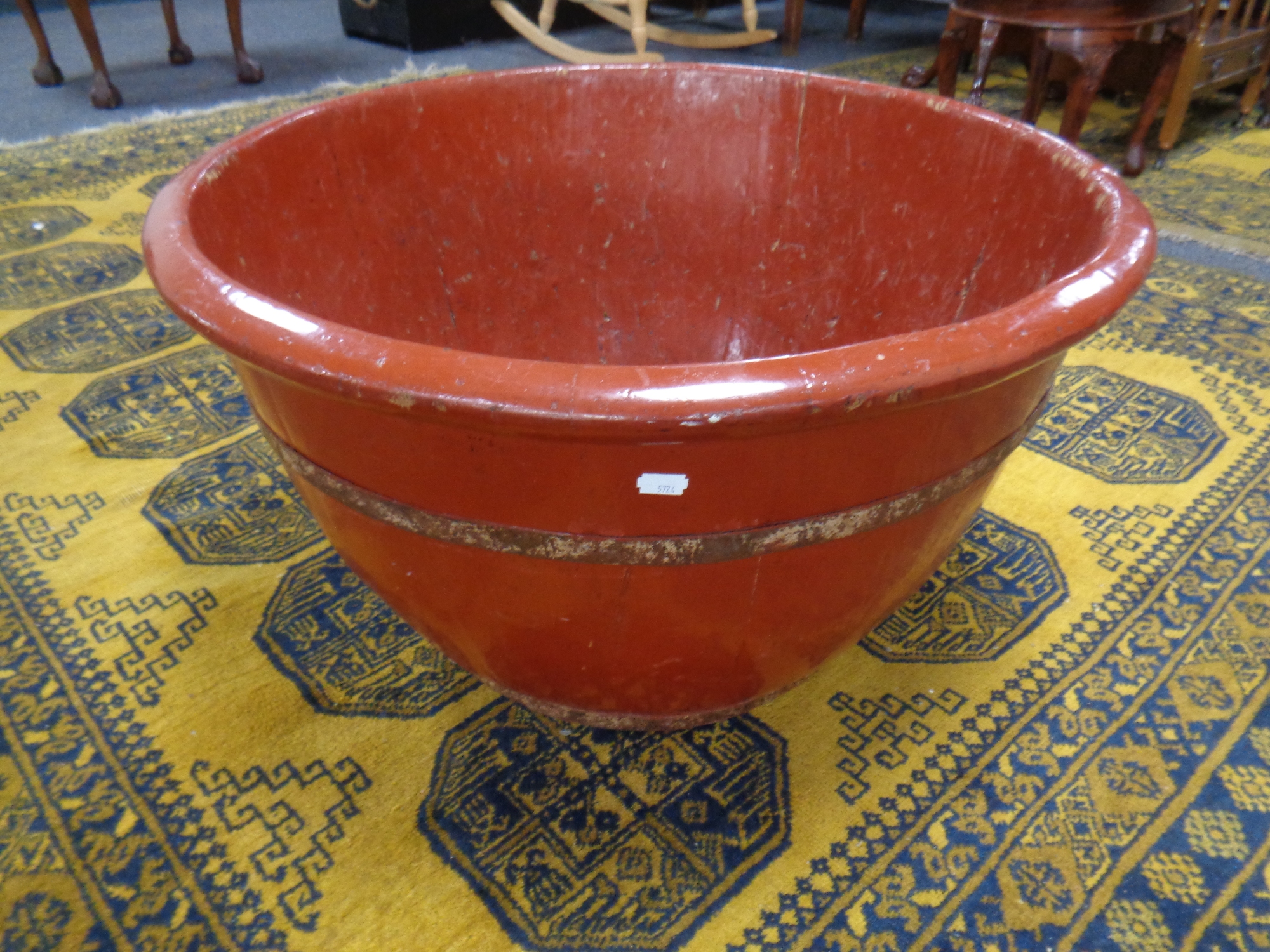 A bamboo lacquered planter.