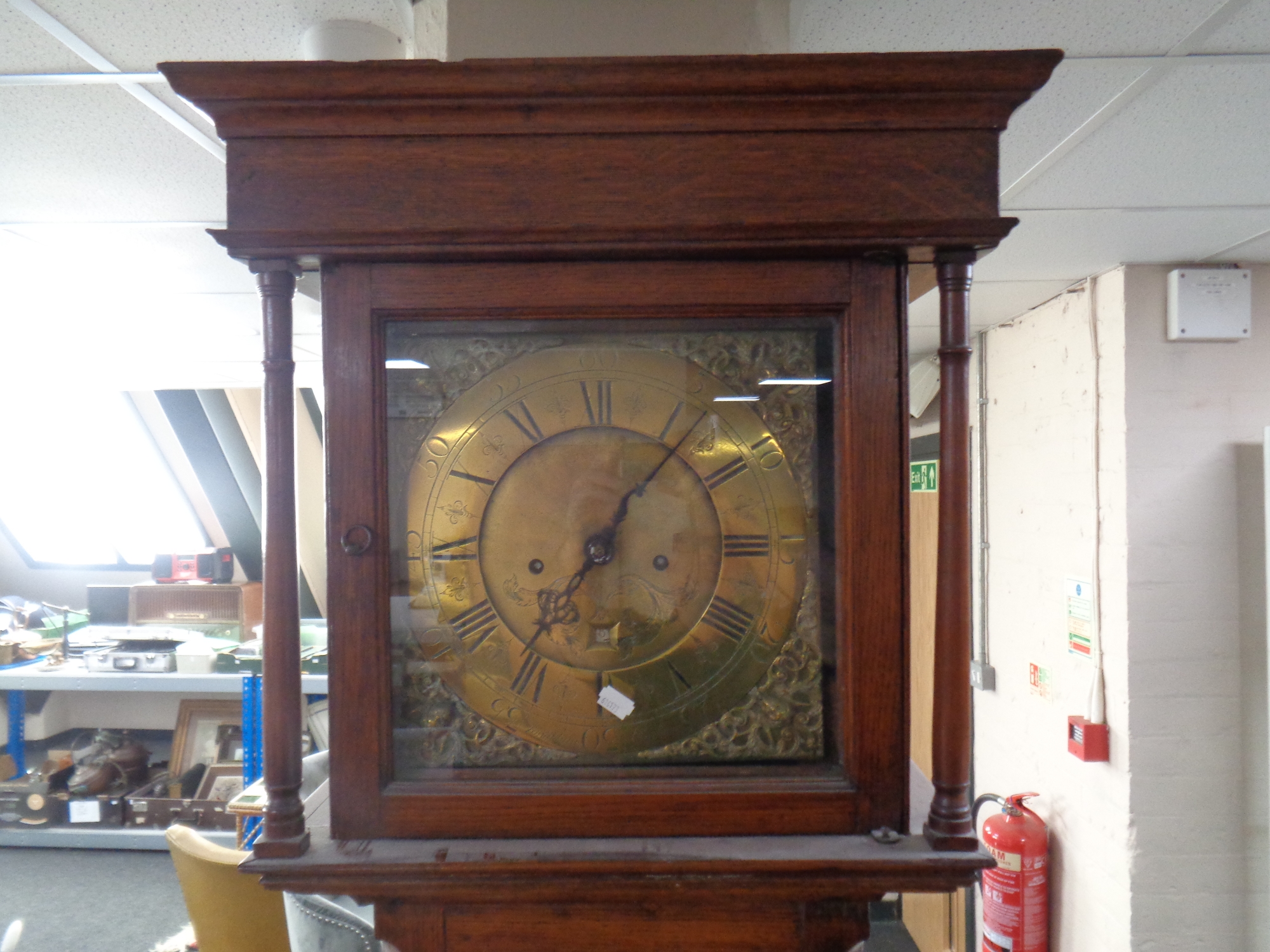 A 19th Century 30 hour oak longcase clock, the brass dial signed Jonathan Graham, - Image 2 of 2