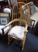 A pine farmhouse Windsor rocking chair