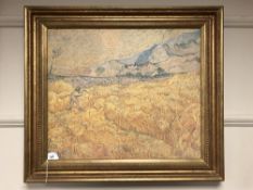 An Artagraph Edition on canvas : Impressionist figure in a field,