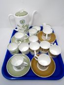 A tray containing 13 pieces of Wedgwood Susie Cooper design bone coffee china together with 11