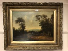 William Sawyer : figures working in a field, oil on canvas, indistinctly signed,