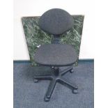 A swivel typist chair together with a folding card table