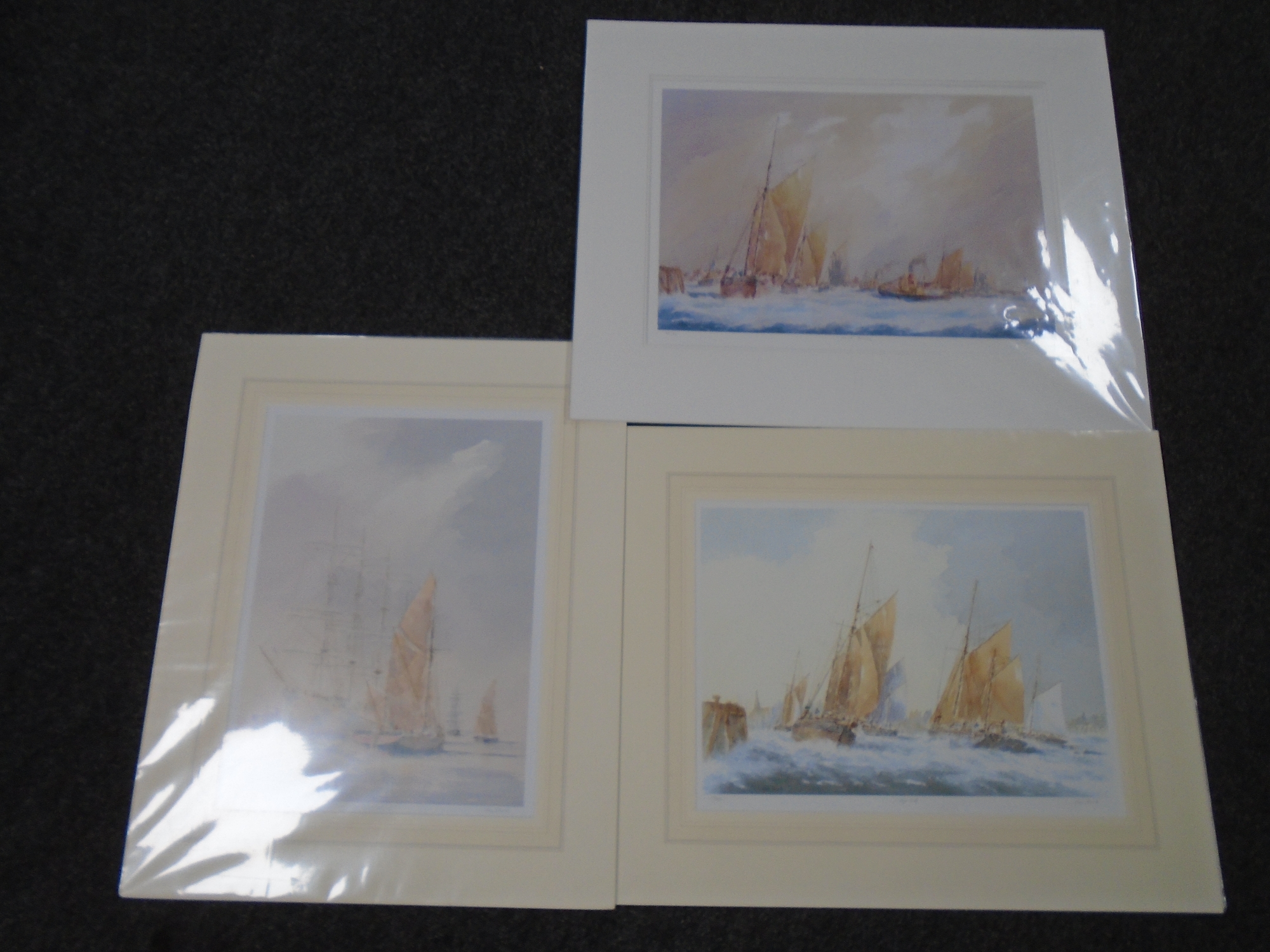 Three signed limited edition prints after Alan Stark : Stiff Breeze, Safe Haven and High Tide,