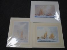 Three signed limited edition prints after Alan Stark : Stiff Breeze, Safe Haven and High Tide,