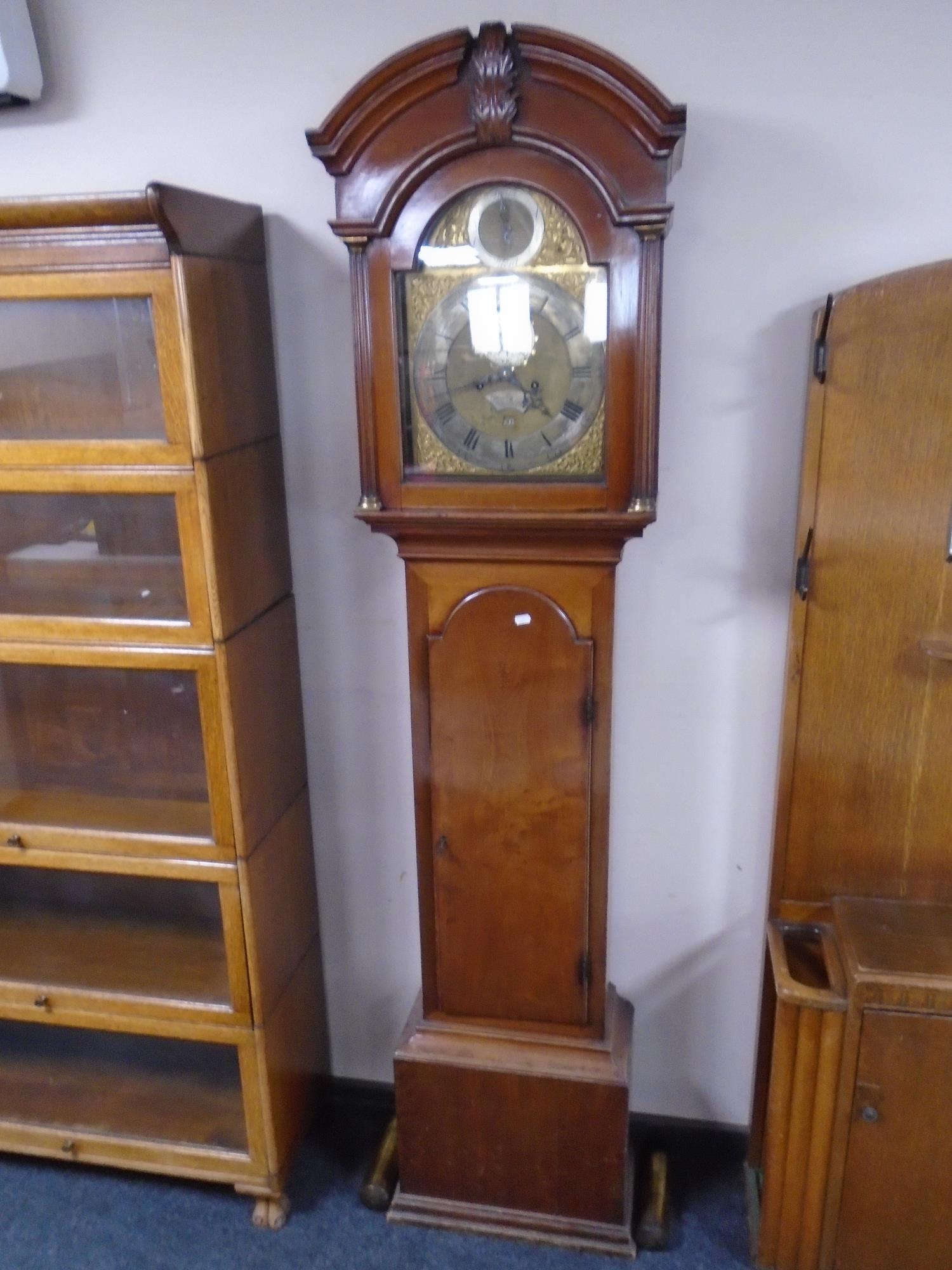 A 19th century mahogany longcase clock with brass dial signed Geo Morrison, Aberdeen, with key,