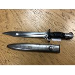 A British L1A3 bayonet in steel scabbard