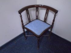 An Edwardian inlaid mahogany corner chair