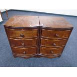 A pair of Victorian style three drawer bow fronted bedside chests.