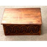 A carved mahogany bible box, width 43.5 cm.