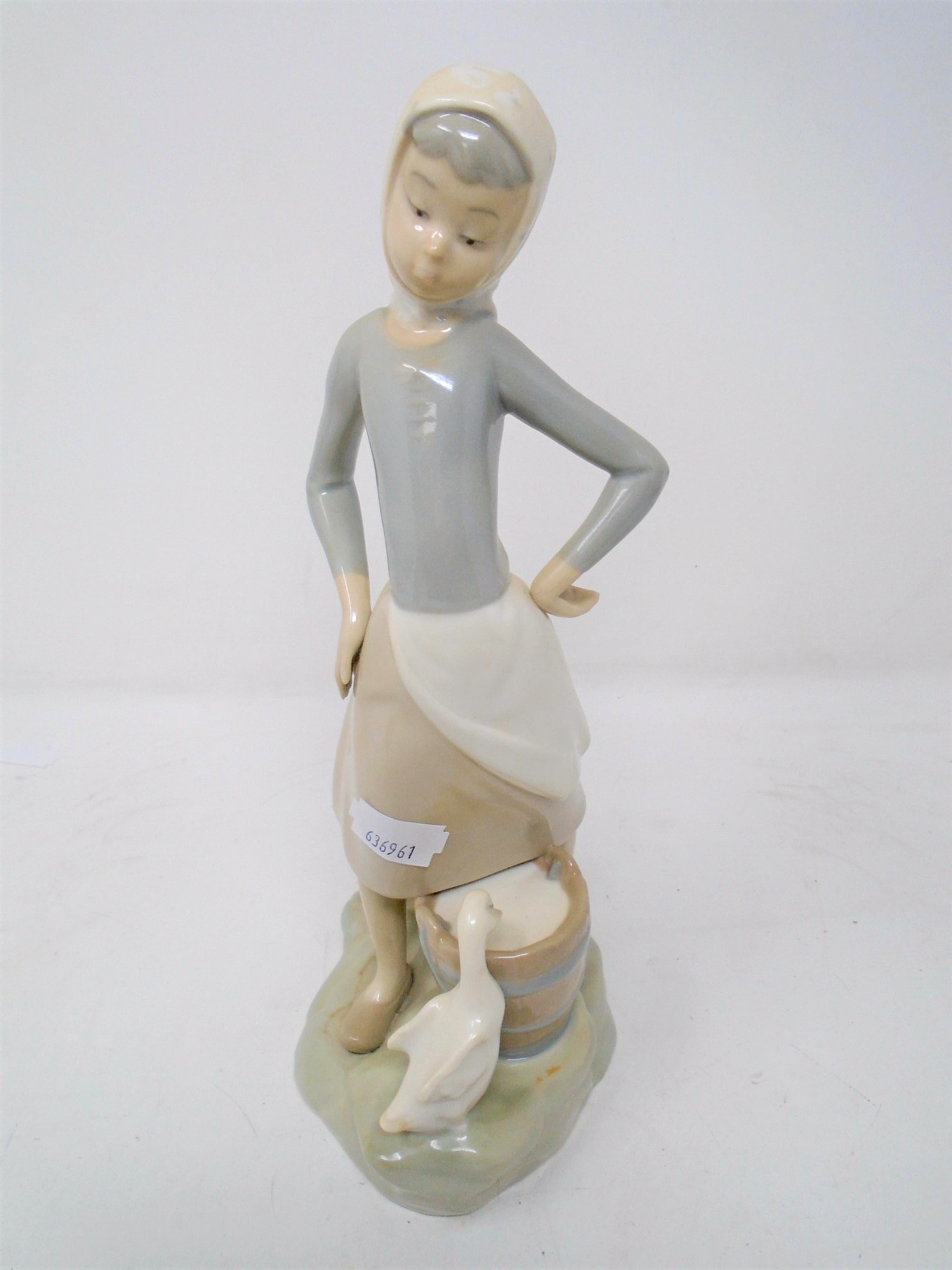 A Lladro figure, girl on milking stool.