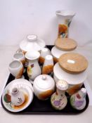 A tray of Radford china including, kitchen storage jars, sifters, bowl and cover etc.