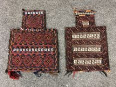 Two Afghan flat weave saddle bags,