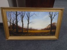 Tony Moulton : Rural landscape, oil-on-canvas, in gilt frame.