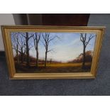 Tony Moulton : Rural landscape, oil-on-canvas, in gilt frame.