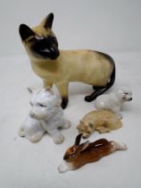 Two Royal Doulton figures of a Persian cat and hare,