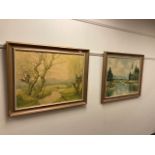 Two continental colour prints depicting landscapes,