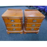 A pair of Chateau pine three drawer bedside chests.