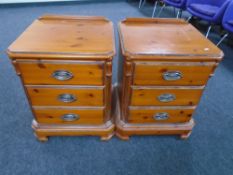 A pair of Chateau pine three drawer bedside chests.