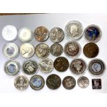 A collection of coins and commemorative Crowns, One dollar picture coins, ECU coins, 2006 £2 coin,