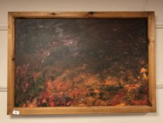 Searle : a contemporary oil-on-canvas, (88cm by 57cm).