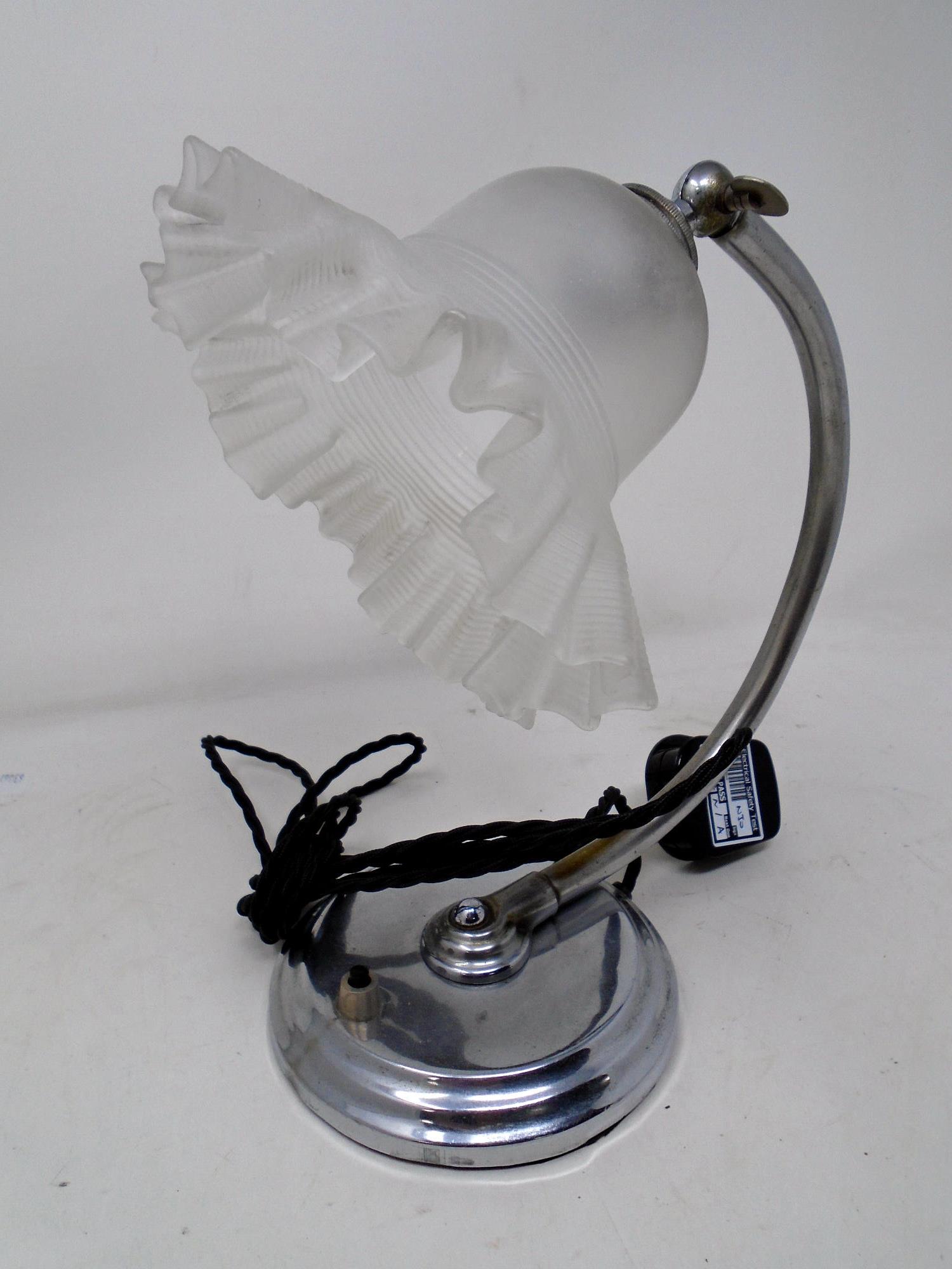 A chrome Art Deco adjustable table lamp with shade (height 24cm).