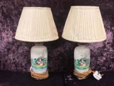A pair of antique porcelain table lamps (2)