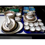 Two trays of approximately 57 pieces of Wedgwood Clio tea and dinnerware.