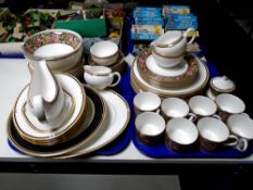 Two trays of approximately 57 pieces of Wedgwood Clio tea and dinnerware.