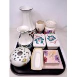 A tray of Radford pottery including vases, a rose bowl, butter dishes etc.