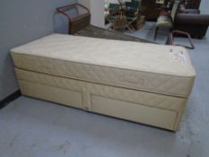 A Slumberland bronze seal 3' storage divan and interior.