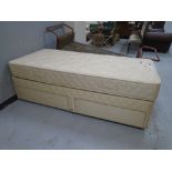 A Slumberland bronze seal 3' storage divan and interior.