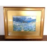 A gilt framed print after John McWhirter depicting an Austrian landscape.