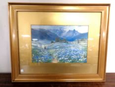 A gilt framed print after John McWhirter depicting an Austrian landscape.