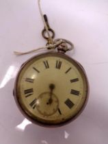 A silver open faced key wound pocket watch.