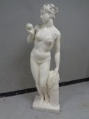 A painted concrete garden figure of Eve (height 145cm).