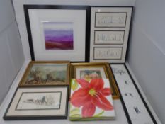 A box containing assorted pictures including Jill Darling : Flower, oil-on-canvas, A.