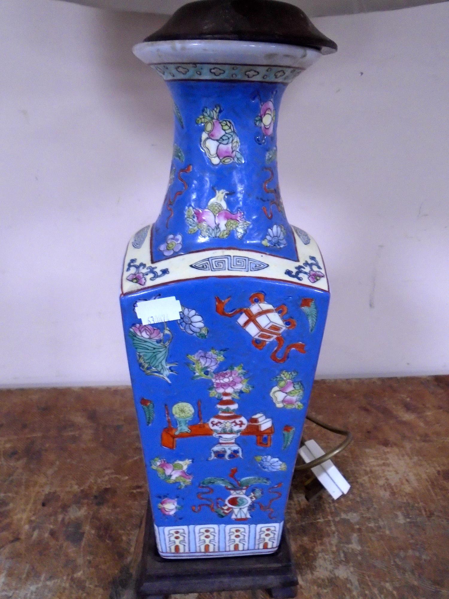 A Chinese porcelain vase converted to a table lamp. - Image 2 of 3