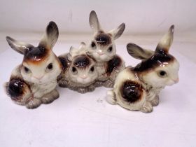 A group of three Goebel china rabbit figures (tallest 10cm).