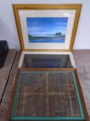 A framed antiquarian map on paper of Northumberland together with a further map of the Kingdom of