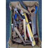 A tray containing assorted hand tools including no.