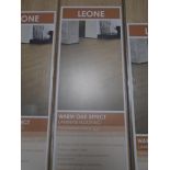 Five packs of Leone warm oak effect laminate flooring.