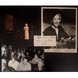 An autograph of Marlene Dietrich and photos of her in the 1960's and the 1970's.